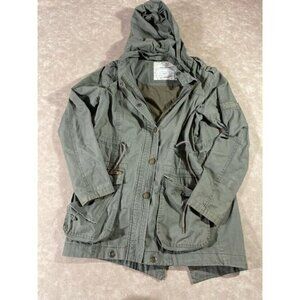 Pepe Jeans Womens Hoodie Field Coat‎ Jacket Snap Button Army Green Small